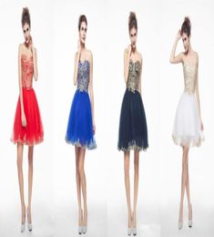 2018 Leuke korte prom -jurken met gouden applique kralen goedkoop een lijn feest thuiskomst jurk mini a line7888975