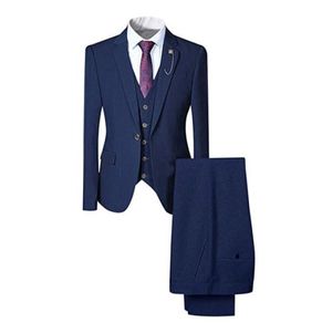 2018 Dark Navy Satin Men039s Suit Clasic Fit 3Pieces Mens Suit Blazer One Button Tuxedo Business Wedding Party PartyPantsve1361937