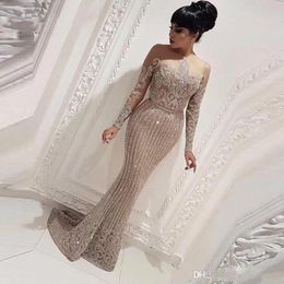 Dames Avondjurken Formele Elegante Lange Mouw Mermaid Arabische Dubai Prom Dress Party Jurken Abendklerider BES121