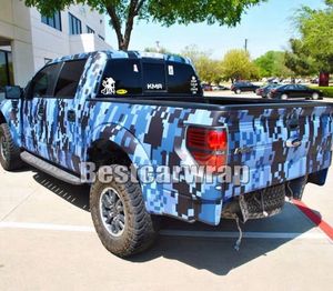 2018 Digital Blue Camouflage Vinyl For Car Wrap Camo style Covering Film avec air release / Bubble Free Size 5x (32ft / 67ft / 98ft)