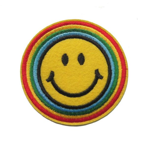 2018 venta directa pegatinas parches para ropa 20 piezas cara sonriente Retro Boho Hippie 70s divertido sonrisa apliques Iron-on Patch312p