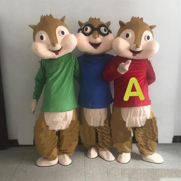 Usine de rabais 2018 Alvin et les personnages Chipmunk Costume de mascotte de dessin animé Anime Christmas240I