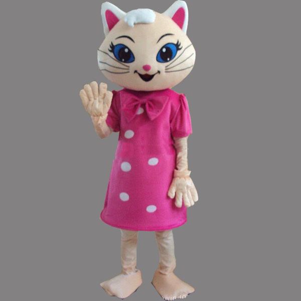 2018 Descuento venta de fábrica Tamaño adulto Fotos reales Lindo disfraz de mascota gato Vestido de fiesta elegante Disfraces de Halloween