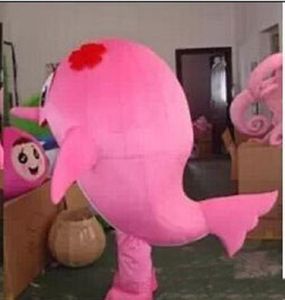 2018 Discount vente d'usine Big Wolf rose dauphins dessin animé poupées costumes de mascotte accessoires costumes Halloween livraison gratuite
