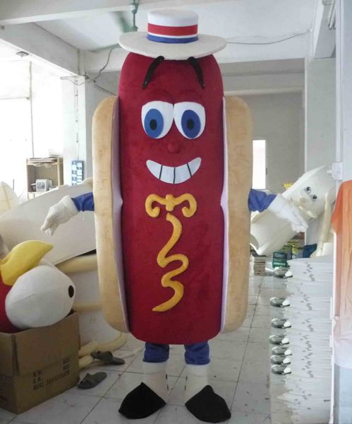 2018 Venta de fábrica con descuento Disfraz de mascota de perro caliente de comida rápida para que lo use un adulto a la venta