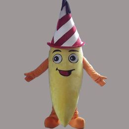 2018 Discount vente d'usine Fruit Banane Costume De Mascotte Chapeau Rouge Fantaisie Robe De Soirée Halloween Carnaval Costumes Taille Adulte