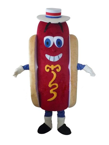 2018 Discount vente d'usine costume de mascotte de hot-dog taille adulte caractère hot-dog Costumes pour déguisements vêtements de fête