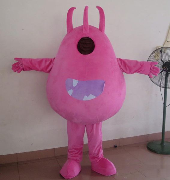 Venta de fábrica con descuento de 2018, el disfraz de la mascota del monstruo de las bacterias de los gérmenes rosados de la cabeza para adultos en venta