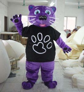 2018 Discount vente d'usine faune animal violet couleur panthère costume de mascotte en peluche pour adulte à porter