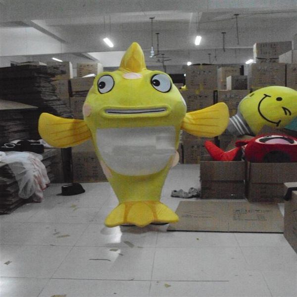 2018 Descuento de fábrica Disfraz de mascota de pez amarillo Disfraz de personaje adulto mascota como moda 225F