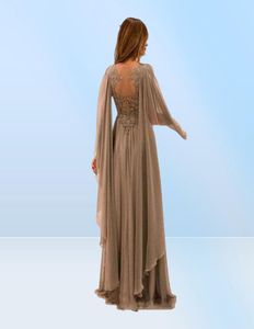 2018 Elegante chiffon illusie rug moeder van de bruid jurken met kanten applique kralen ruches v nek moeder bruidegom jurk plus size5898923