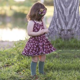 2018 Europese nieuwe stijl Baby Girl Summer Jurken Little Kids Backless Broken Flower Suspener Katoenen jurk gratis verzending Z11