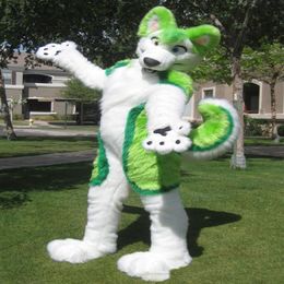 2018 fábrica personalizada verde husky fursuit cão raposa mascote traje animal terno dia das bruxas natal aniversário corpo inteiro adereços traje3531