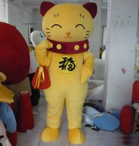 2018 Factory Direct Sale Volwassen Maneki Neko Mascot Fortune Cat Costume Lucky Cat Pluche Suit te koop