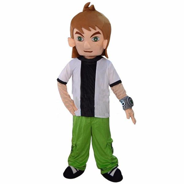 2018 Venta directa de fábrica Ben 10 Traje de mascota de dibujos animados Personajes valientes Vestido de lujo Tamaño adulto Envío gratis