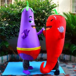 2018 Usine vente directe EVA Matériel Chili Aubergine Mascotte Costume Légumes Dessin Animé Vêtements Halloween Anniversaire publicité