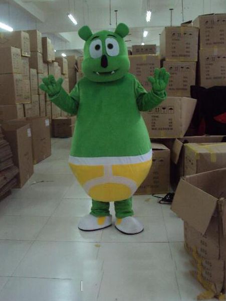 2018 usine chaude vert gommeux ours mascotte Costume déguisement livraison gratuite