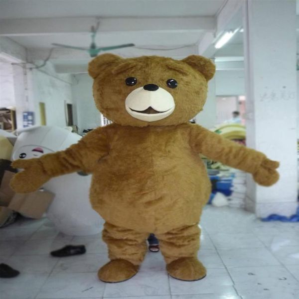 2018 usine mascotte taille adulte dessin animé longue peluche ted ours brun mascotte Costume mascotte halloween costume noël fou 227u