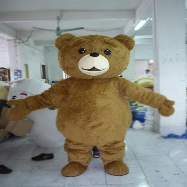 2018 Mascota de fábrica Tamaño adulto Dibujos animados de peluche largo ted oso pardo Traje de mascota mascota disfraz de halloween navidad Loco 2510