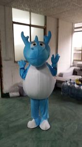 2018 Vente d'usine Costume de mascotte de poupée de dessin animé de dragon bleu chaud Livraison gratuite