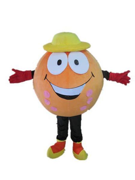 2018 Vente d'usine chaude Léger et facile à porter un costume de mascotte de balle orange avec un chapeau jaune pour adulte à porter à vendre