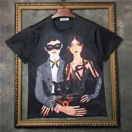 2018 Fashion Cartoon Couple T-Shirt Girocollo estivo New 100% cotone Cilindro T-shirt a maniche corte