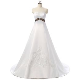 2018 Fashion Crystal A-Line Camo Trouwjurken met Applicaties Satijn Lace Up Plus Size Bridal Jurken Vestido de Novia BA04