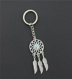 2018 Fashion Dream Catcher Tone Key Chain Silver Ring Feather Pichets Keyring Keychain pour Gift1111554