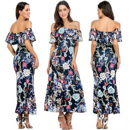 2018 vestidos de moda de la colmena de verano Sundress LONG bata vintage palabra de longitud floral impreso vestido de playa elegante maxi boho vestidos de gran tamaño