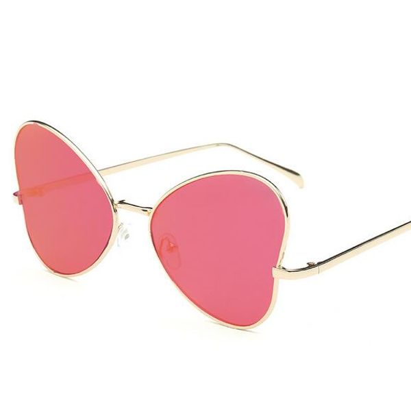 2018 gafas de sol de mariposa de moda para mujer, gafas de sol únicas en forma de corazón, gafas de sol de oro rosa para mujer, gafas de sol de colores dulces