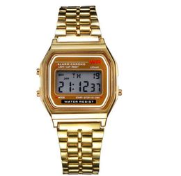 Fashion Retro Retro Vintage Gold Watches Men Men Electronic Digital Watch LED Light Robe Wristwatch Relogie Masculino FYMHM1023038865