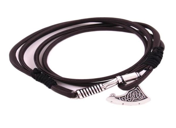 2018 mode argent breloque en cuir bibelot Viking amulette esclave épée hache pendentif bouclier pendentif Bracelet bijoux 5854463