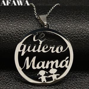 Mode Te Quiero Mama acier inoxydable colliers pendentifs pour femmes couleur argent collier bijoux bisutérus mujer K77527B
