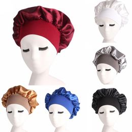 2018 Mode Large Bande Satin Tissu Bonnet Femmes Doux Stretch Nuit Sommeil Chapeau Perte De Cheveux Cap Head Wraps1 653285H