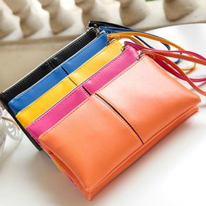 Moda 2018, carteras para mujer, bolso de mano, bolso largo de cuero PU sólido, bolso de mano negro para cambio, monedero para tarjeta de teléfono en efectivo para mujer