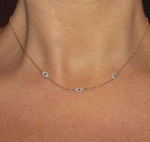 2018 Fijne zilveren sieraden minimale delicate cz Turkse boze oog charme sierlijke choker sleutelbeen schattige vrouwen meisje collier