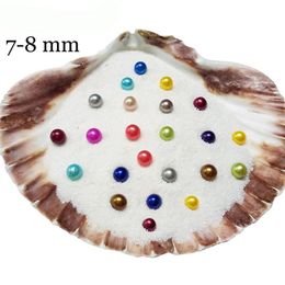 2020 perlas redondas de Akoya naturales de agua dulce, cuentas sueltas cultivadas, perla de ostra fresca, suministro de granja de mejillones, venta al por mayor, 7-8mm, Multicolor