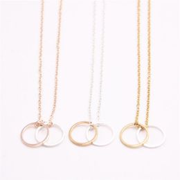 2018 Geometrische figuur Hanger ketting twee uitgeholde cirkel vergulde ketting het geschenk aan vrouwen269H