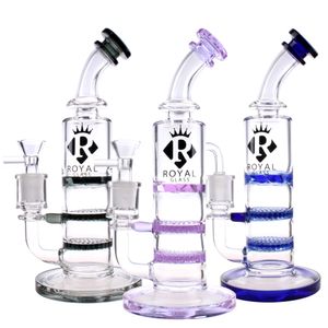 Plate-forme pétrolière Royal Glass Bong Nid d'abeille / tornade perc narguilés conduites d'eau gros joints dab rigs