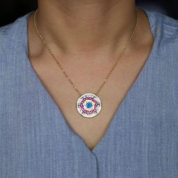 Magnifique bohémien coloré CZ, bijoux à la mode, rempli d'or, pendentif rond, Long collier en cristal, cadeaux 224q, 2018