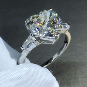 2018 Handgemaakte Hartvorm Liefhebbers Ring 3ct Diamond CZ 925 Sterling Silver Engagement Wedding Band Ringen voor Dames Sieraden