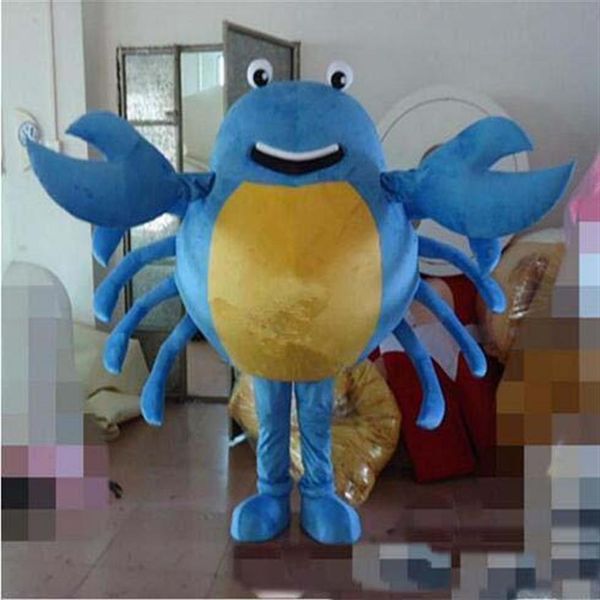 2018 haute qualité adulte mignon marque dessin animé nouveau professionnel Hollawoon bleu crabe mascotte Costume fantaisie Dress239W