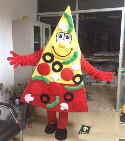 2018 disfraz de Mascota de Pizza de tamaño adulto de alta calidad, disfraz de Halloween, Navidad, cumpleaños, gran Pizza, vestido de carnaval, traje de accesorios de cuerpo completo