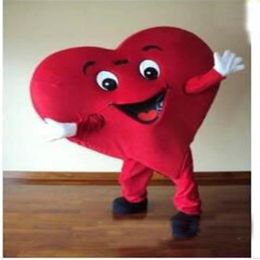 2018 Costume de mascotte coeur rouge taille adulte de haute qualité Costume de mascotte coeur fantaisie 227v