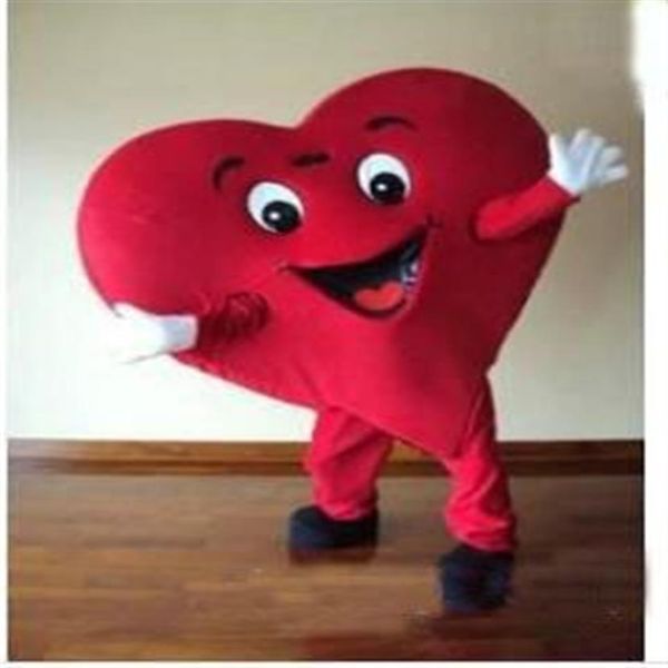 2018 Costume de mascotte de coeur rouge de taille adulte de haute qualité Costume de mascotte de coeur fantaisie 309W