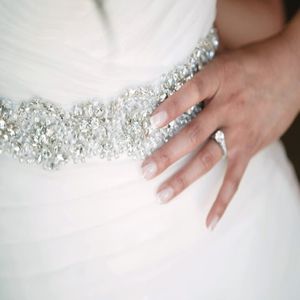 2018 Hoge kwaliteit Bridal Sash Beads Bruids Belts met strass Bruidsaccessoire Satijnen riem voor prom -avond trouwjurken 243J
