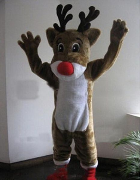 2018 Haute qualité EMS livraison gratuite Costume de mascotte Rudolph Reindeer Costumes de dessin animé classique Taille adulte