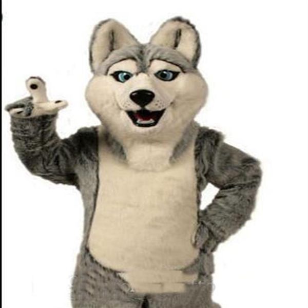 2018 Haute qualité Fantaisie Gris Chien Husky Chien Avec L'Apparence De Loup Costume De Mascotte Mascotte Adulte Personnage De Dessin Animé Partie 263C