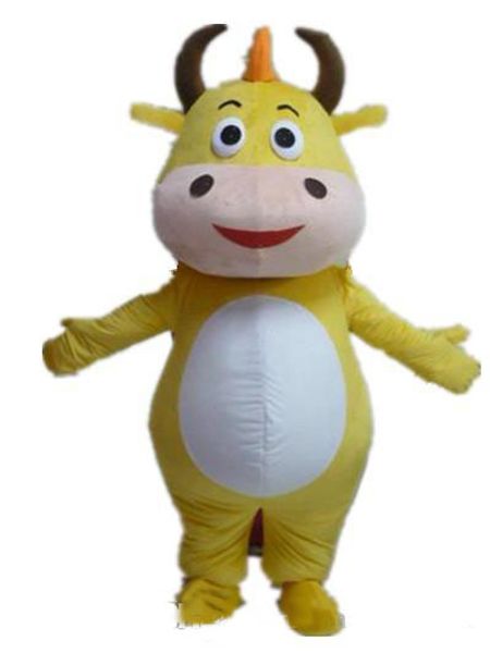 2018 Costume de mascotte de vache jaune chaude de haute qualité pour adulte à porter