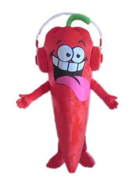Disfraz de mascota de chile rojo caliente de alta calidad 2018 con un auricular para que lo use un adulto a la venta para la fiesta